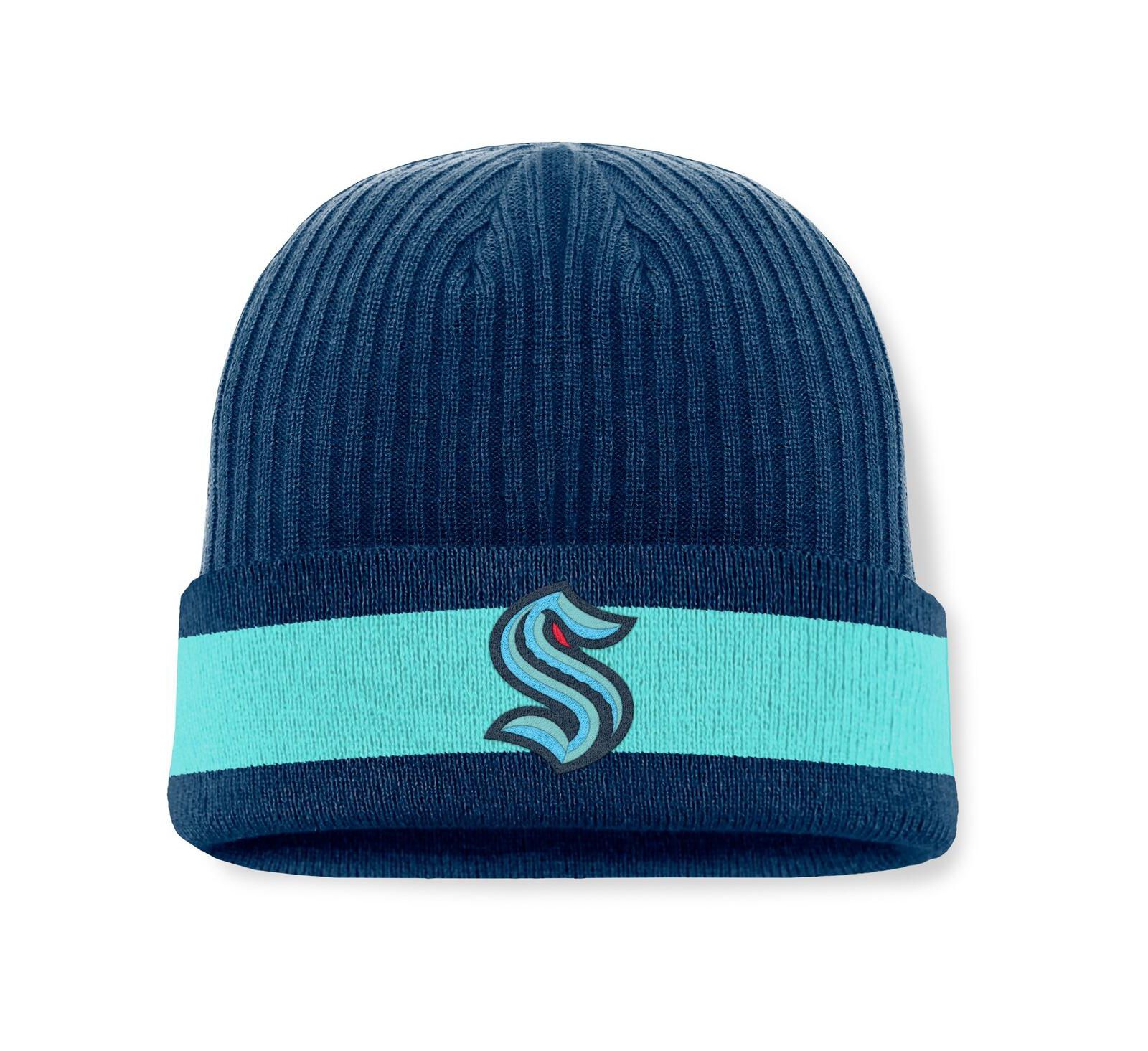 Fanatics Men's Deep Sea Blue Seattle Kraken Blueliner Cuffed Knit Hat