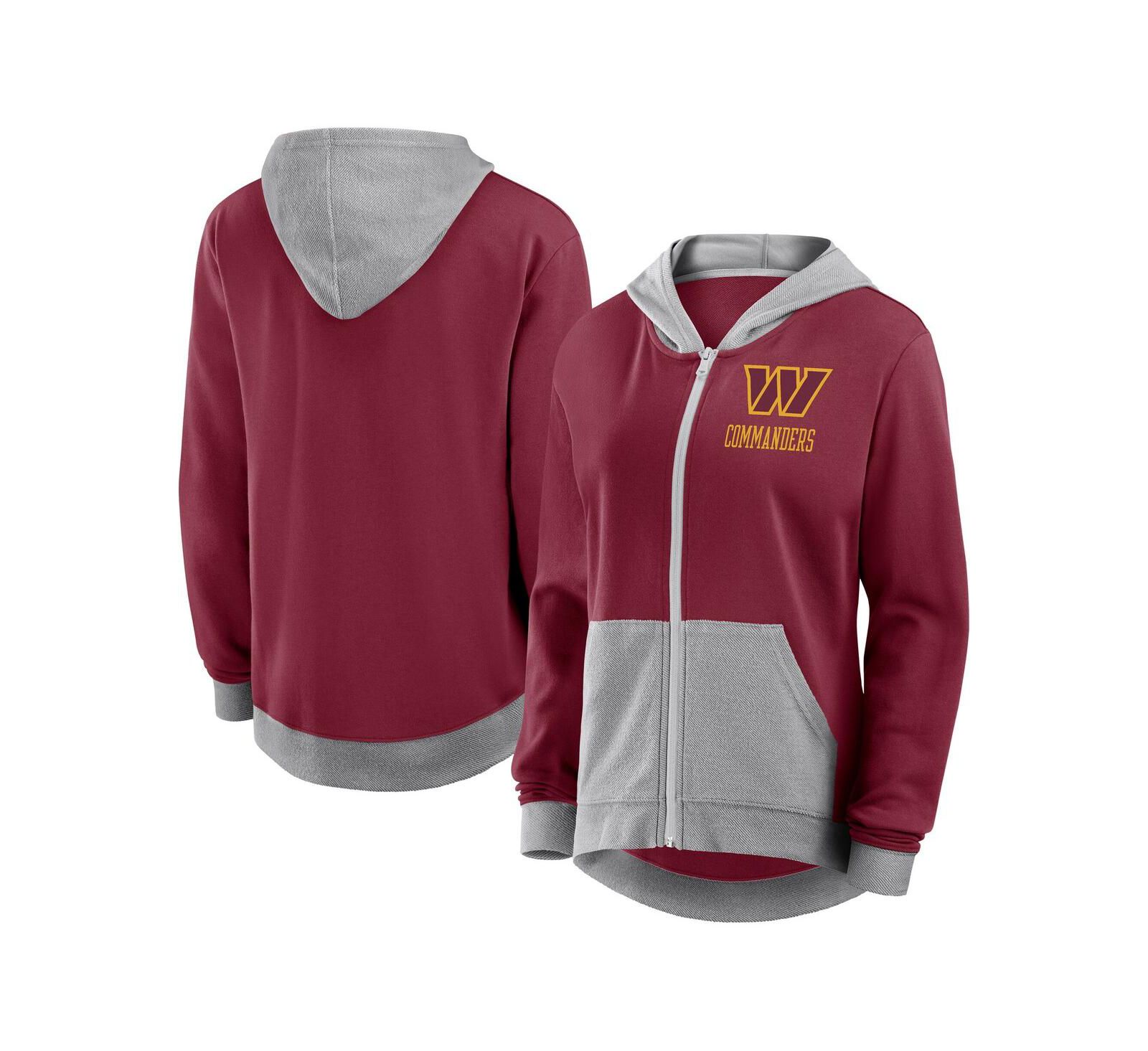 Logo Athletic Женское худи с молнией Washington Commanders, бордовый цвет