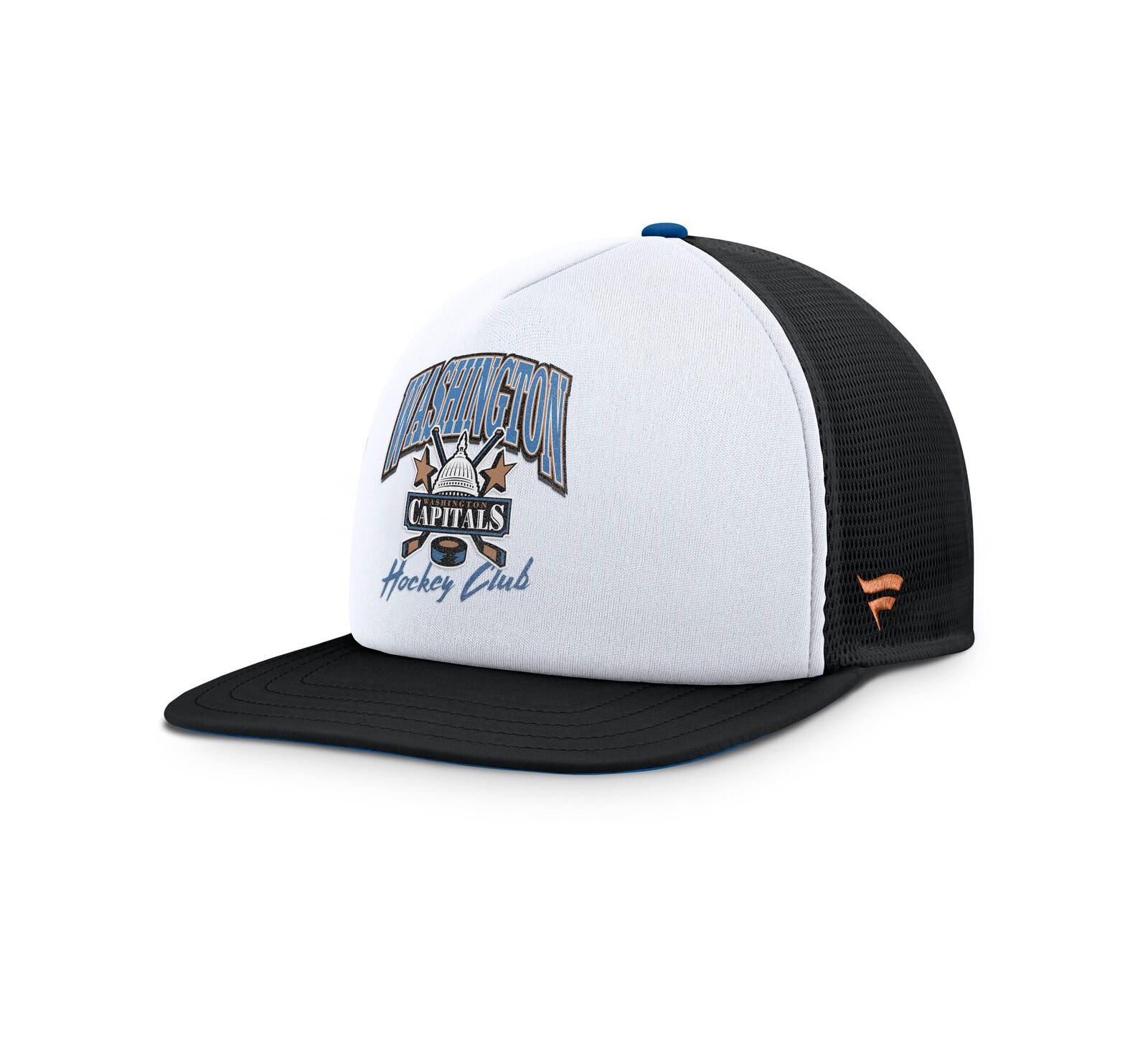 Fanatics Men's White/Black Washington Capitals Decades Collection Foam Front Snapback Hat