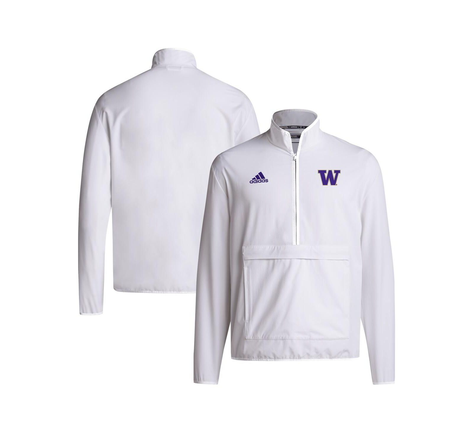 Adidas Men's White Washington Huskies 2024 Coaches Sideline Half-Zip Jacket