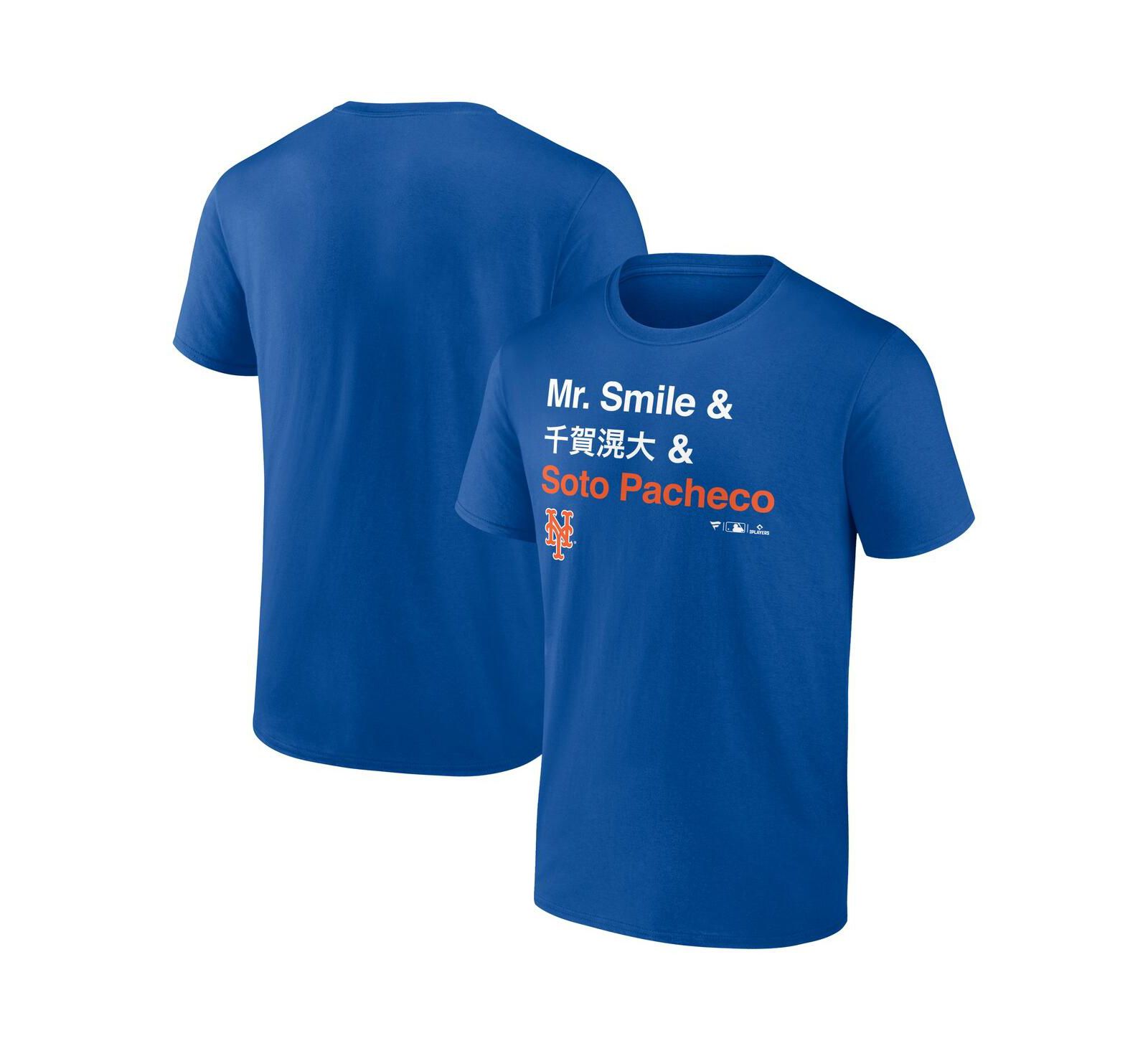 Мужская футболка Fanatics Juan Soto Royal New York Mets Mr. Smile and Soto Pacheco