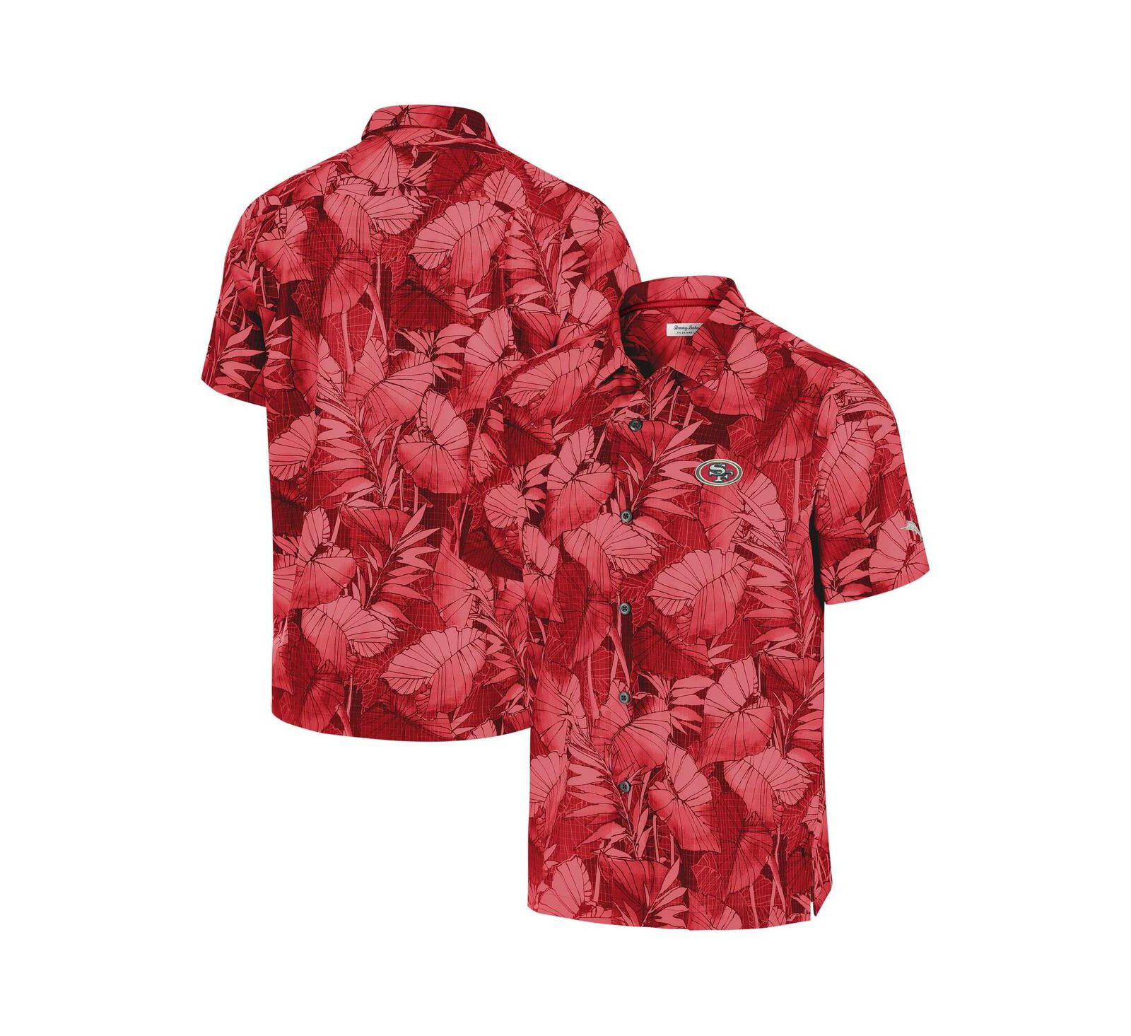Tommy Bahama Мужская рубашка в стиле camp с коротким рукавом Scarlet San Francisco 49ers