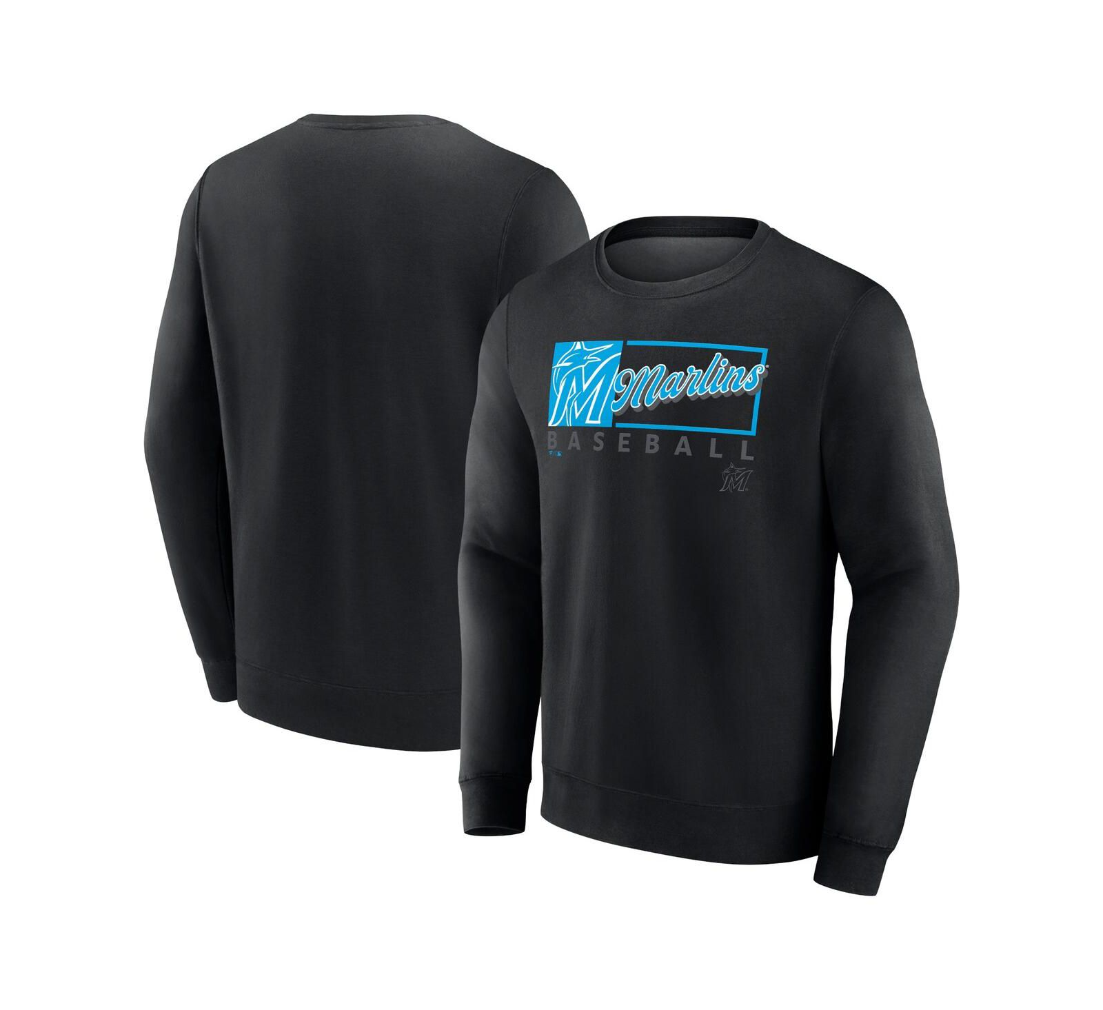 Fanatics Men's Black Miami Marlins Focus Fleece Pullover Sweatshirt
