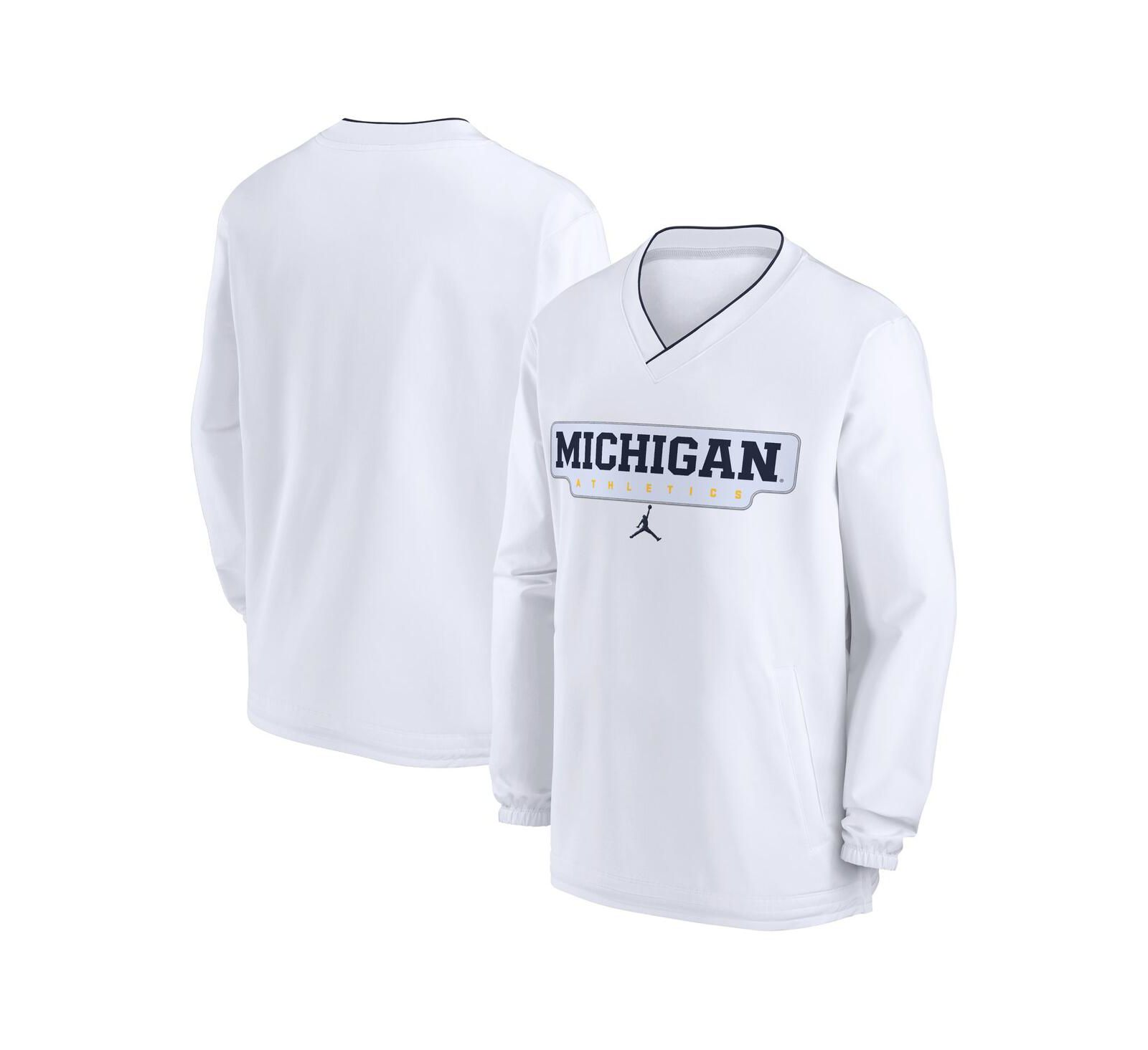 Jordan Мужской White Michigan Wolverines 2024 Sideline Pullover Windshirt