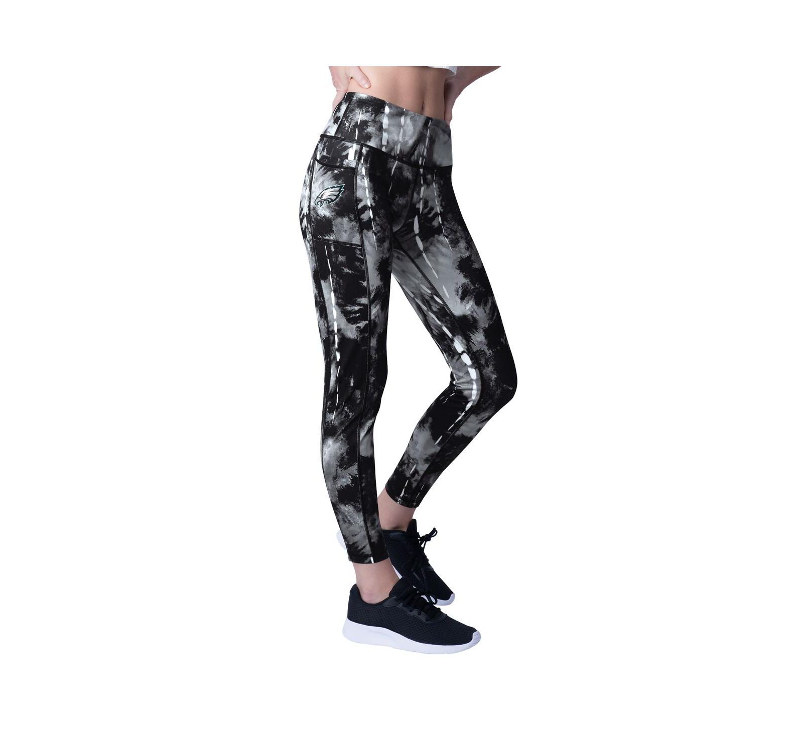 MSX by Michael Strahan Women's Black Philadelphia Eagles Serena Tie-Dye Leggings