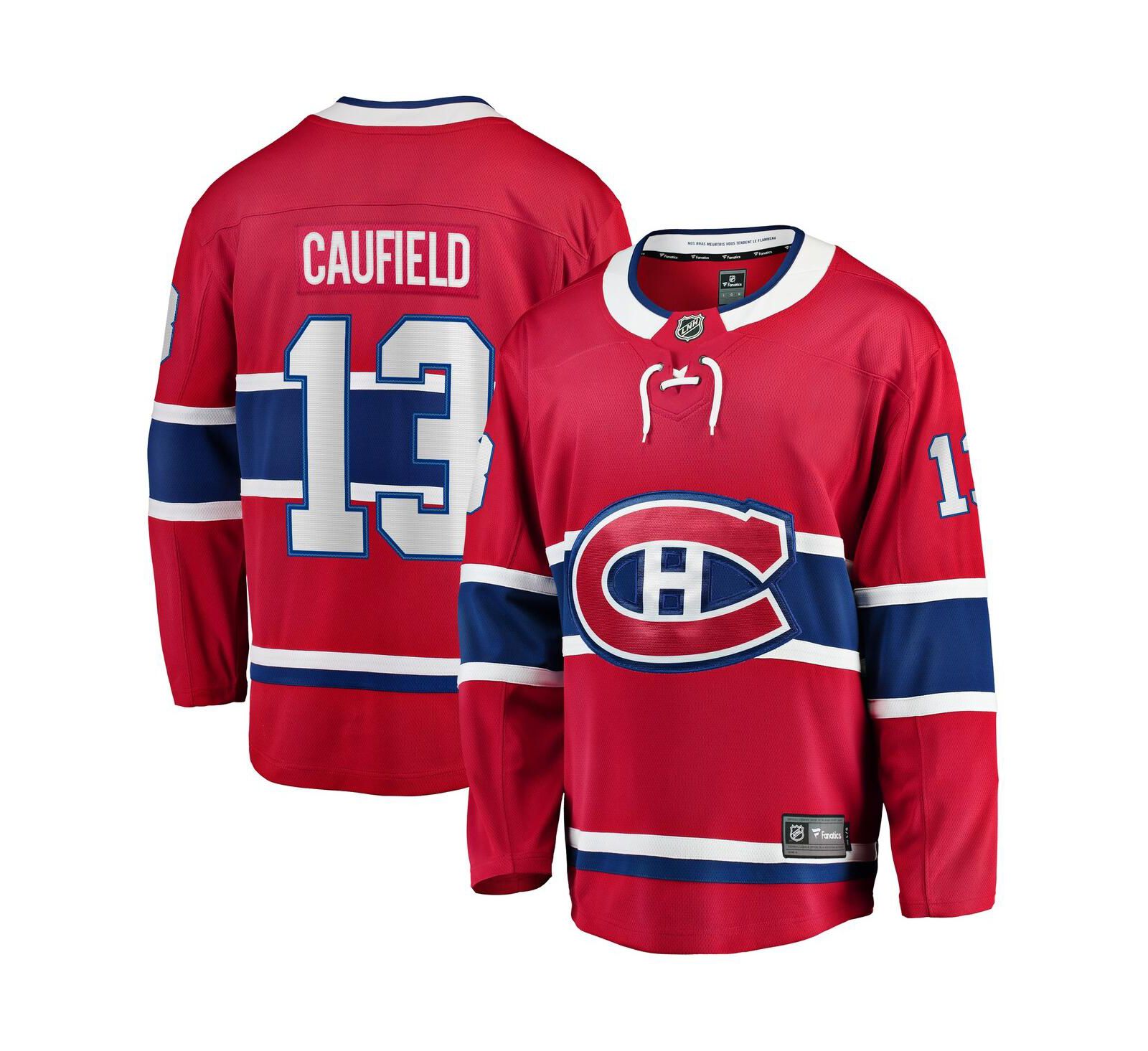 Fanatics Мужская джерси Cole Caufield Red Montreal Canadiens Home Premier Breakaway