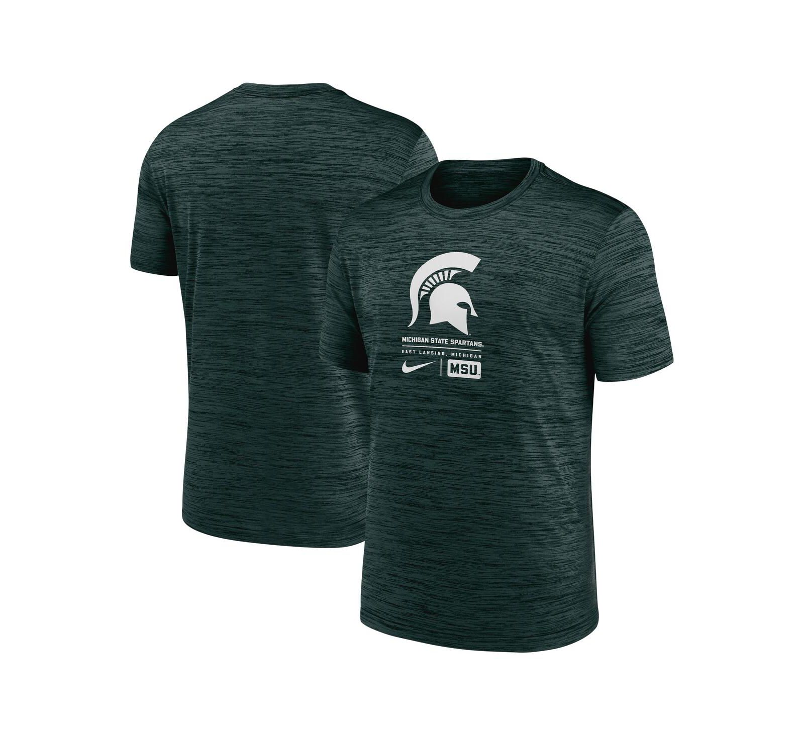 Nike Мужская спортивная футболка Michigan State Spartans Campus Center Block Velocity, зеленая