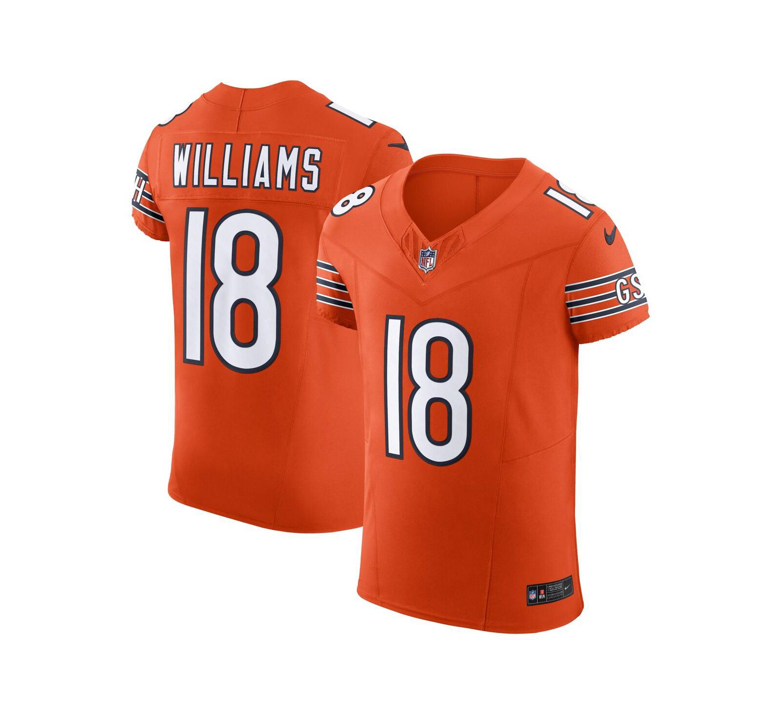 Мужская джерси Nike Caleb Williams Orange Chicago Bears Alternate Vapor F.U.S.E. Elite