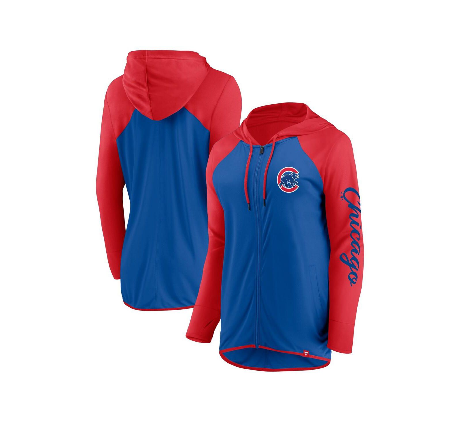 Fanatics женская толстовка на молнии Chicago Cubs Script Sleeve, Royal/Red