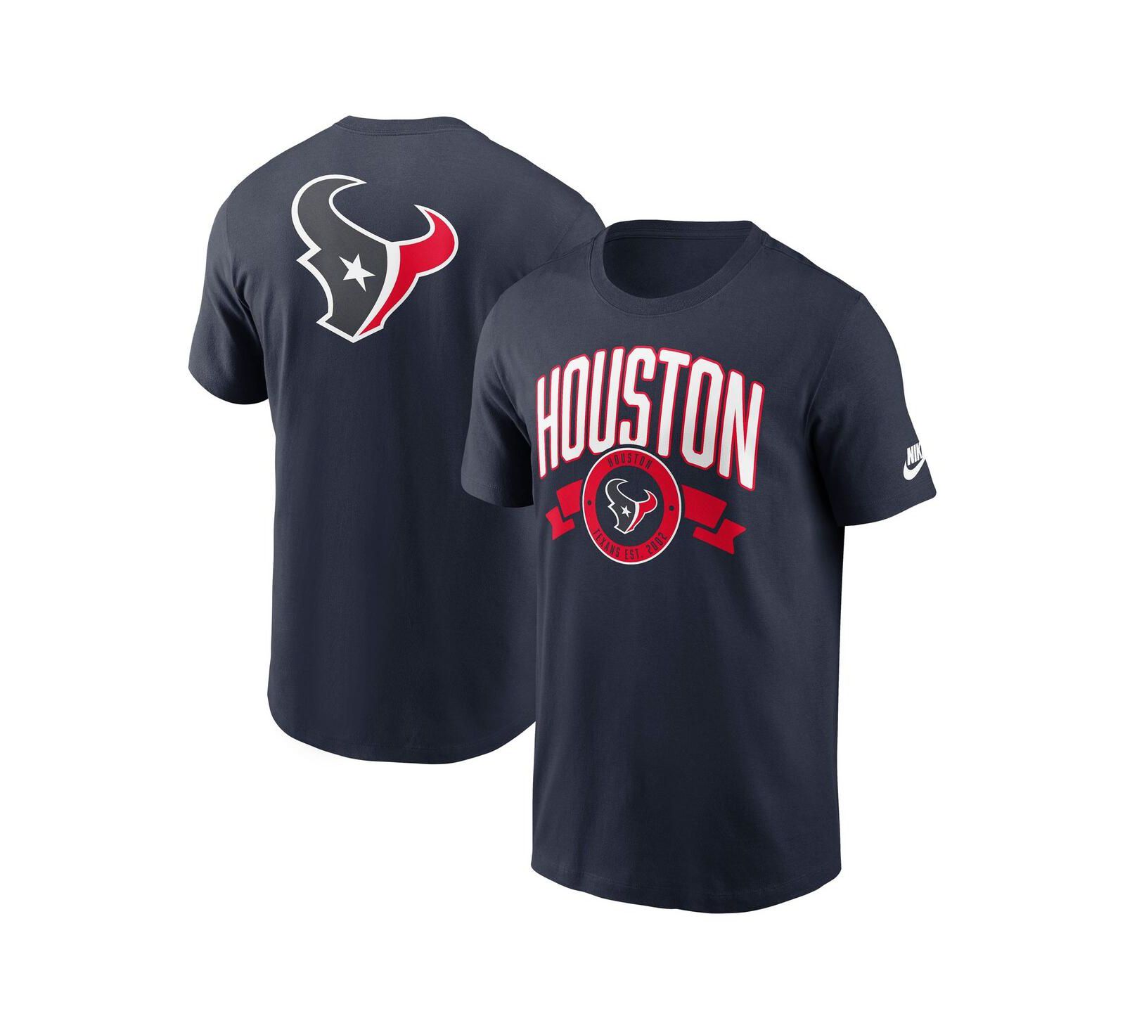 Мужская футболка Nike Navy Houston Texans Rewind Front and Back Hit Essential
