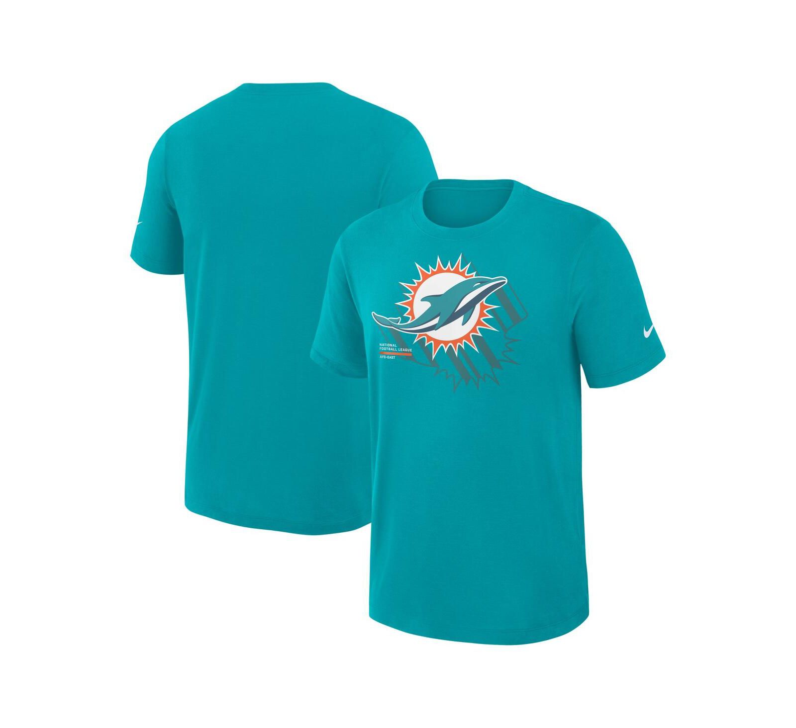 Мужская спортивная футболка Nike Aqua Miami Dolphins Left End Run Slub Performance T-Shirt