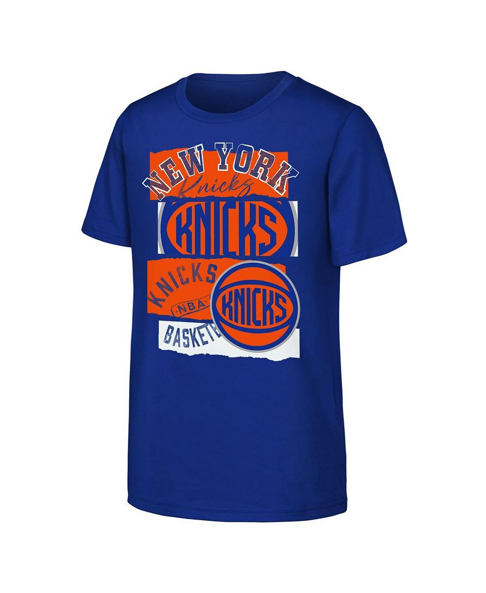 Outerstuff Big Boys and Girls Blue New York Knicks In the Paint Alternate Logo T-Shirt