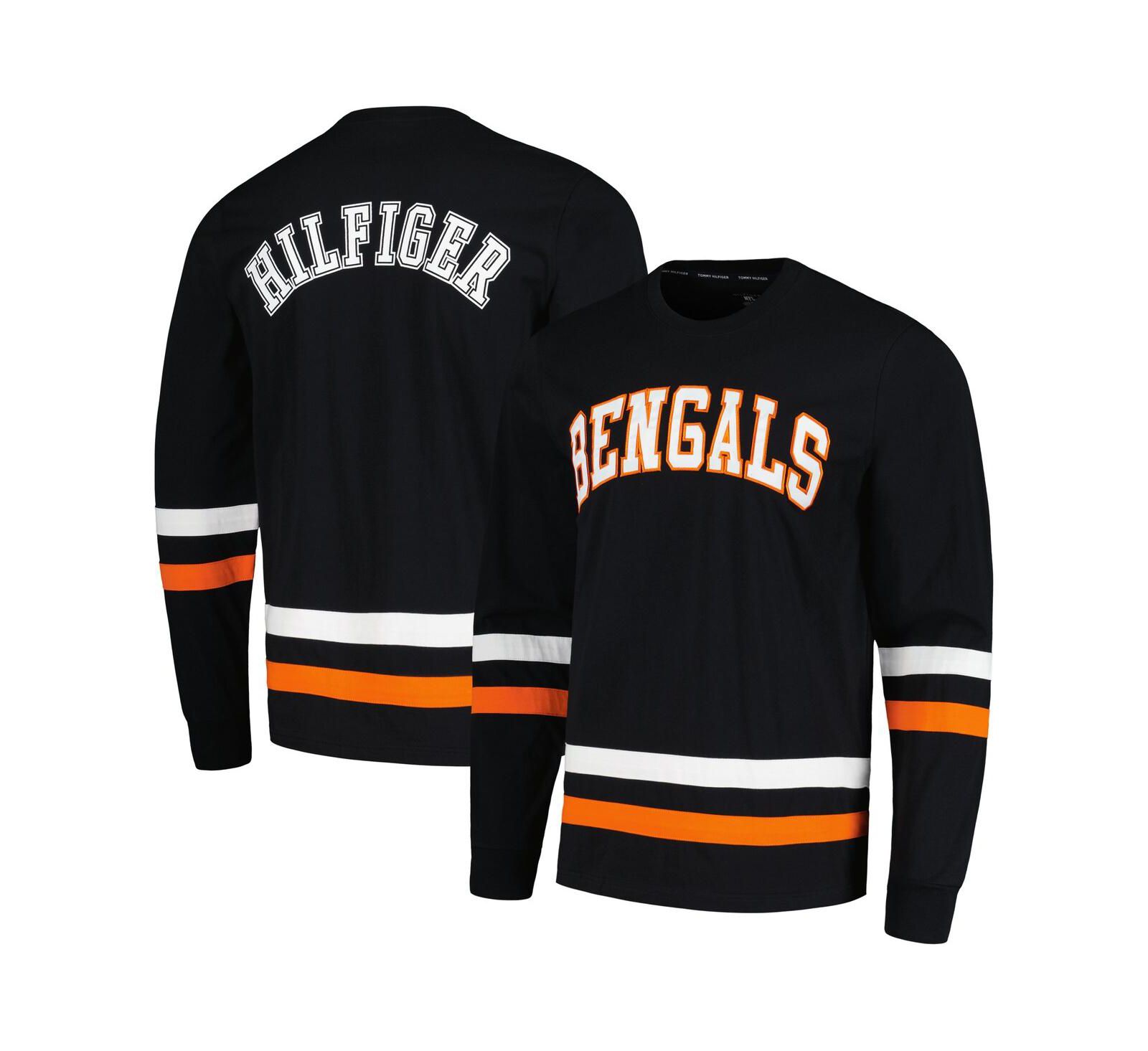 Tommy Hilfiger Men's Black/Orange Cincinnati Bengals Nolan Long Sleeve T-Shirt