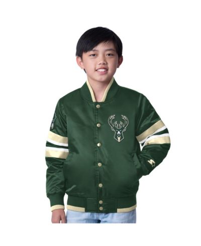 Куртка Starter Big Boys and Girls Hunter Green Milwaukee Bucks Scout Varsity Full-Snap