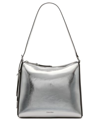 Calvin Klein Mandy Metallic Top Zipper Shoulder Bag