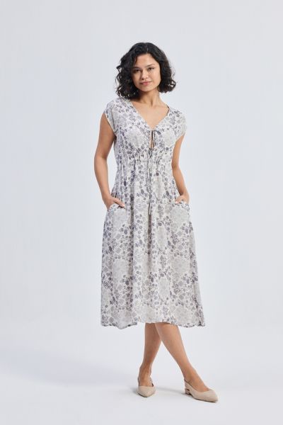 Платье Reistor Women's Deep V-neck Gathered с цветочным принтом