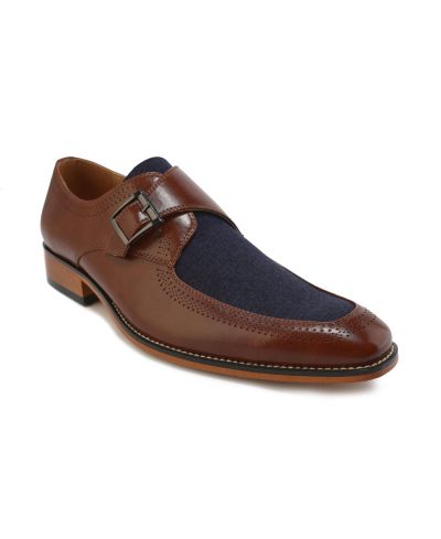 Gino Vitale Men's Moc Toe Monk Strap Two-Tone Loafer