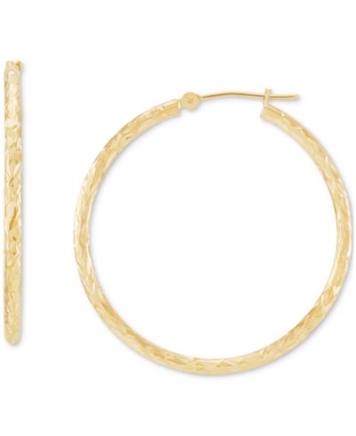 Серьги-кольца с огранкой бриллианта, 14k Gold, 1 1/3 inch