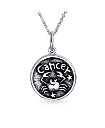 Bling Jewelry Подвеска-медальон с зодиакальным знаком Рака, античное серебро