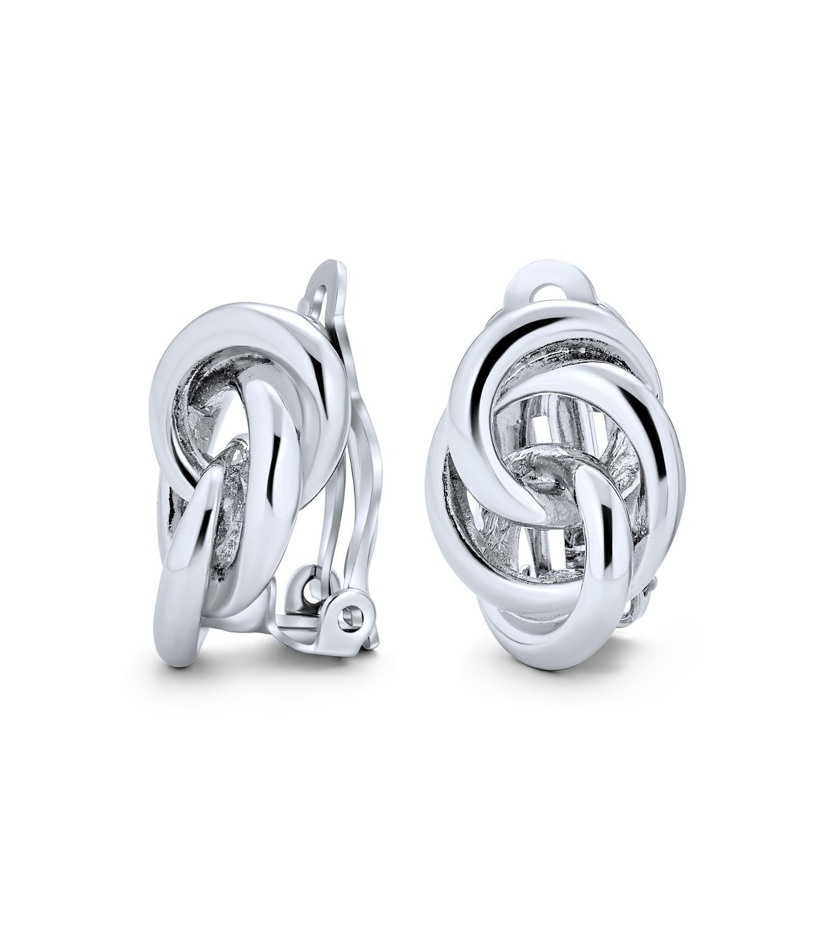 Bling Jewelry Classic Interlocking Love Infinity Knot Clip On Earrings Gold Plated