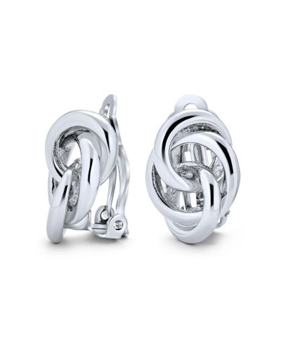 Bling Jewelry Classic Interlocking Love Infinity Knot Clip On Earrings Gold Plated
