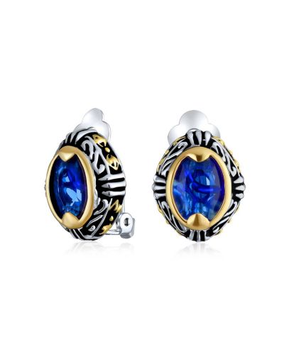 Серьги-клипсы Bling Jewelry Fashion Crystal Oval Bali Style, несколько цветов