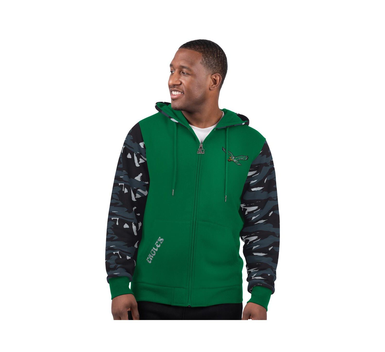 Starter Men's Kelly Green Philadelphia Eagles Thursday Night Gridiron Vintage Logo Full-Zip Hoodie