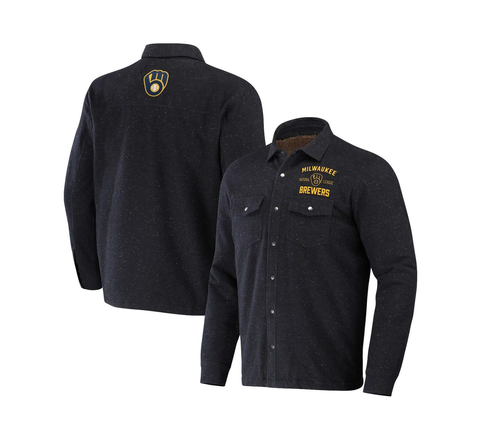 Мужская рубашка-шacket Fanatics Milwaukee Brewers, черная, на кнопках