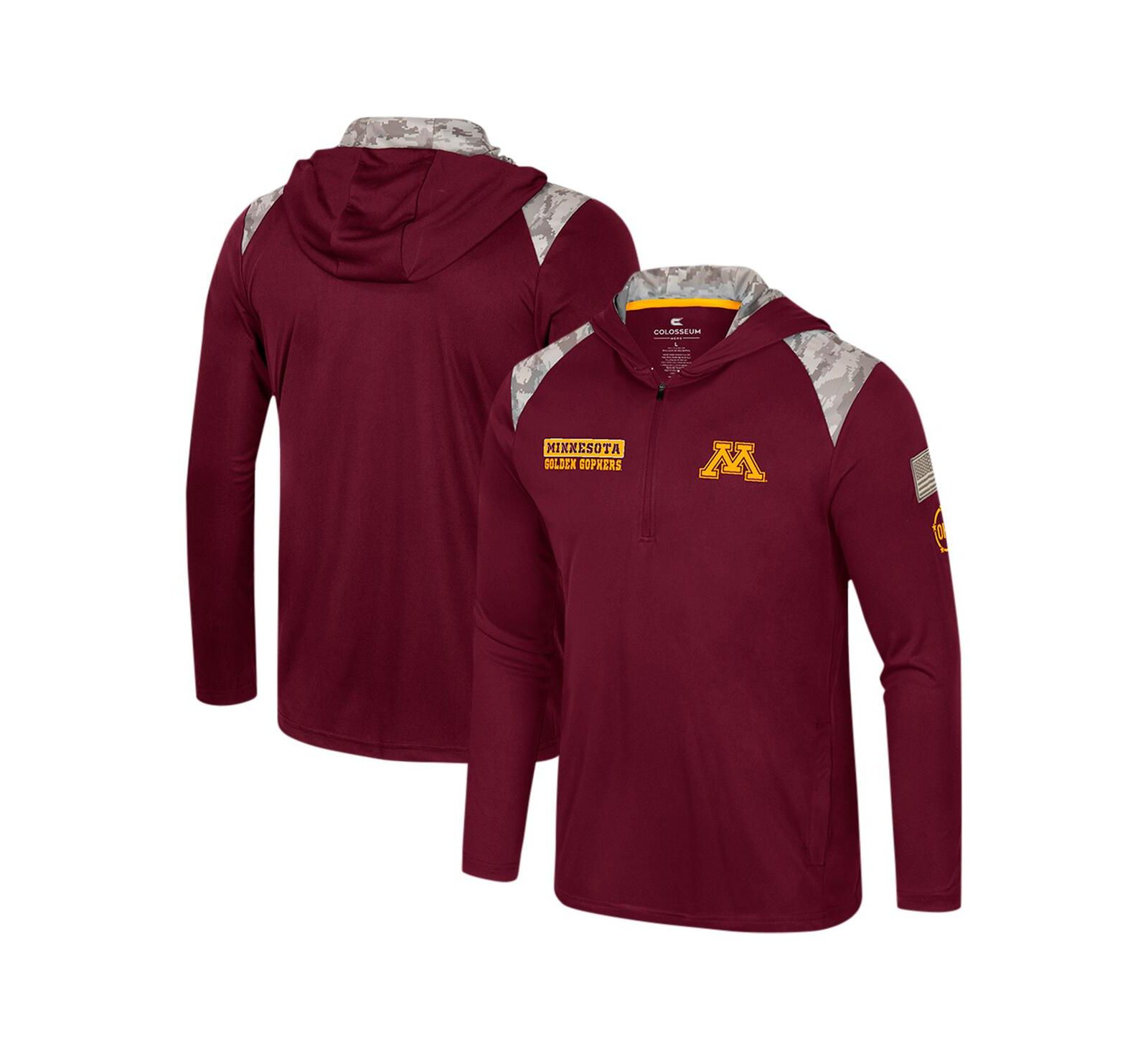 Мужское худи-толстовка Colosseum Maroon Minnesota Golden Gophers OHT Military Appreciation Quarter-Zip