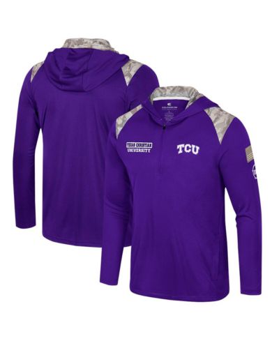 Colosseum Men's Purple TCU Horned Frogs OHT Military Appreciation Quarter-Zip Hoodie Jacket