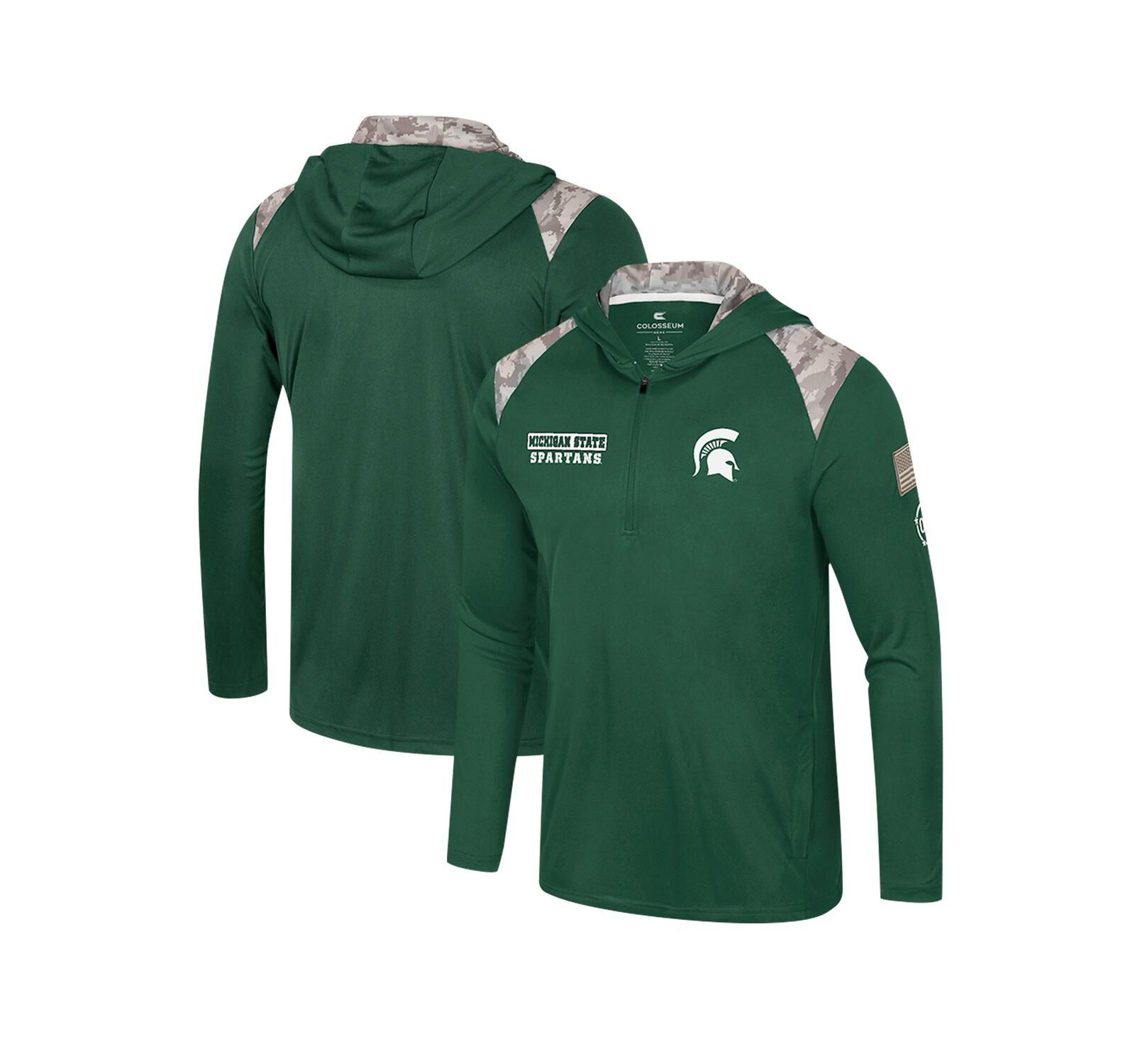 Мужское худи-толстовка Colosseum Michigan State Spartans OHT Military Appreciation Green Quarter-Zip