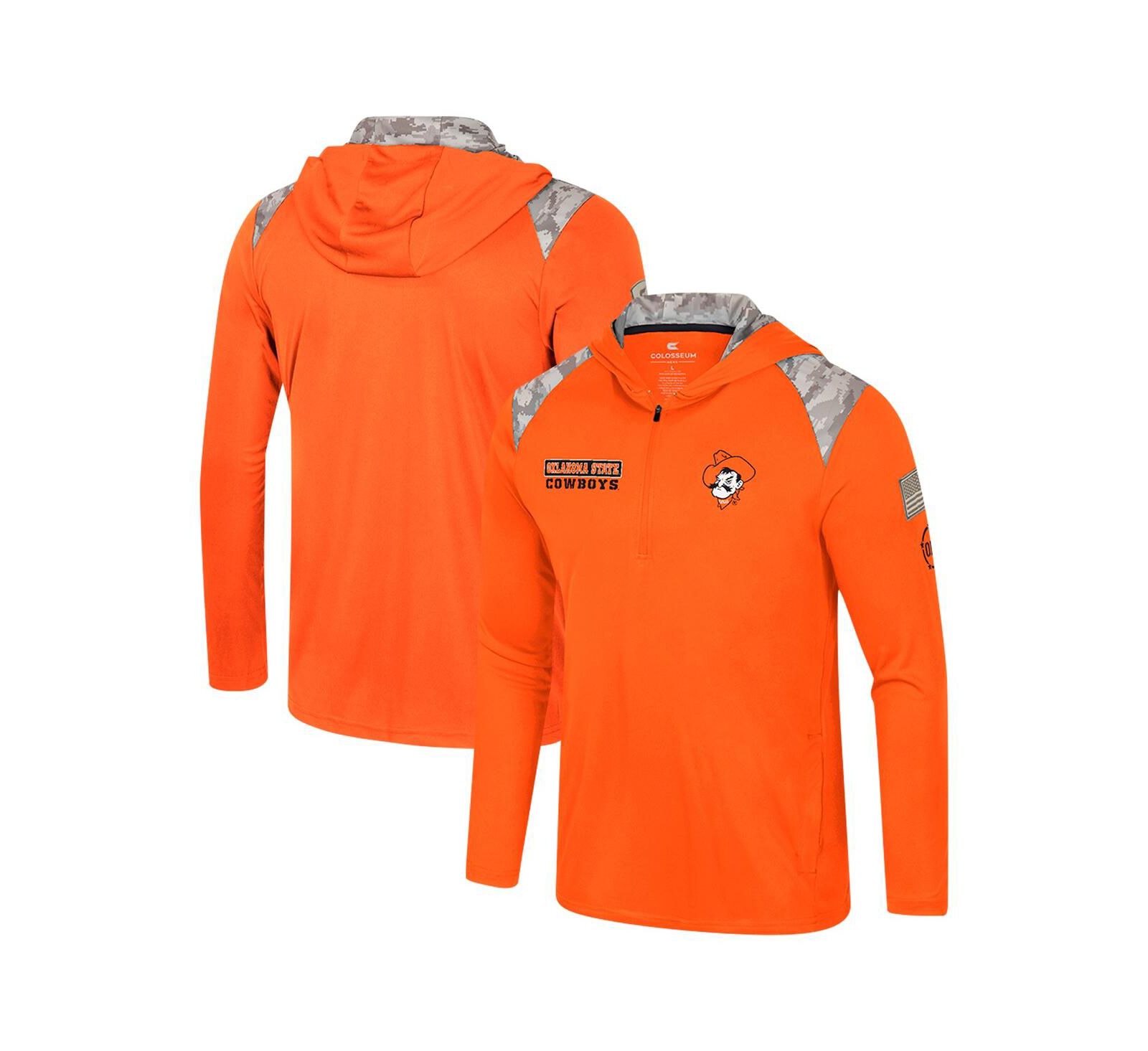 Мужское худи Colosseum Orange Oklahoma State Cowboys OHT Military Appreciation Quarter-Zip