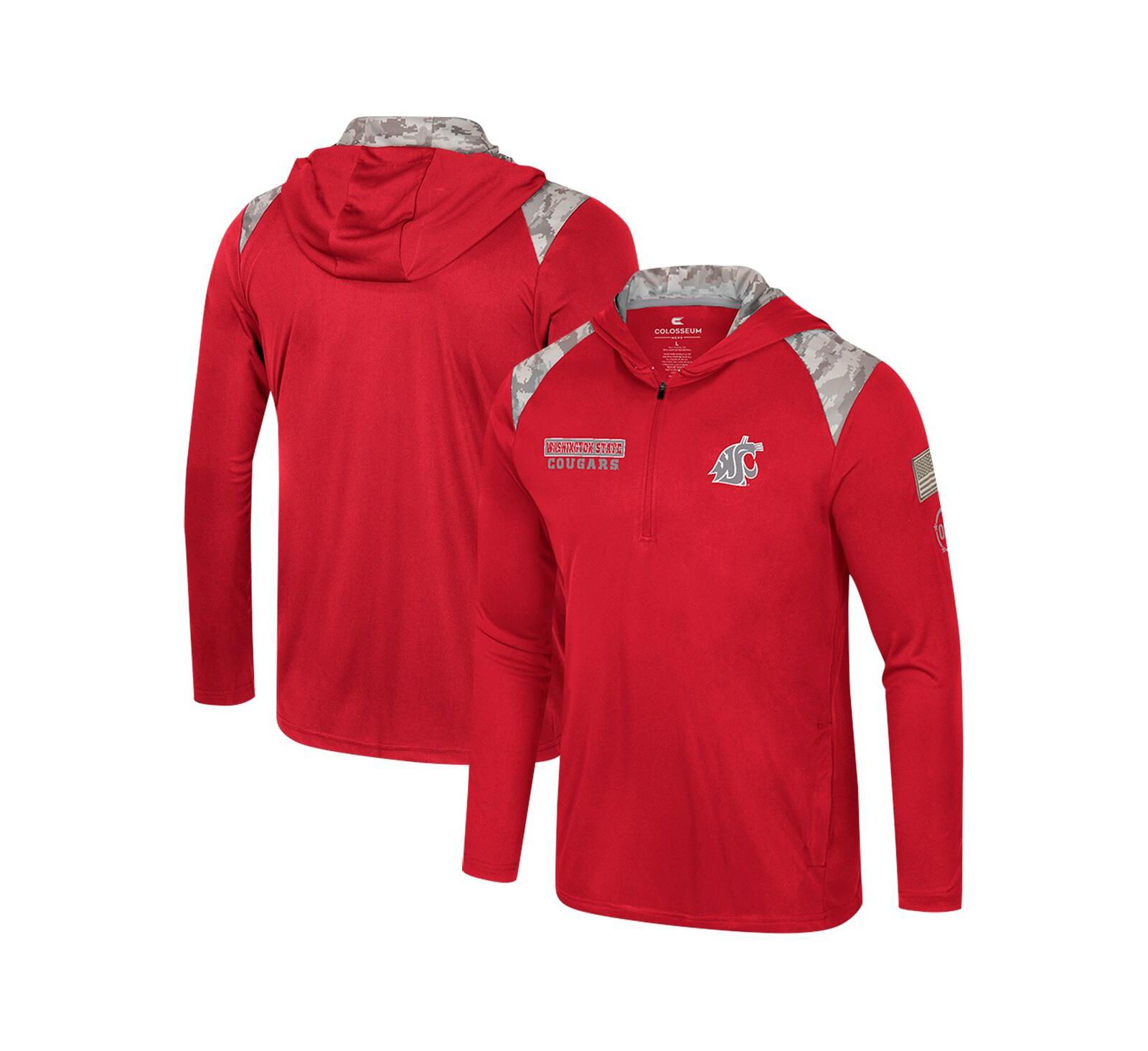 Colosseum Men's Crimson Washington State Cougars OHT Military Appreciation Quarter-Zip Hoodie Jacket