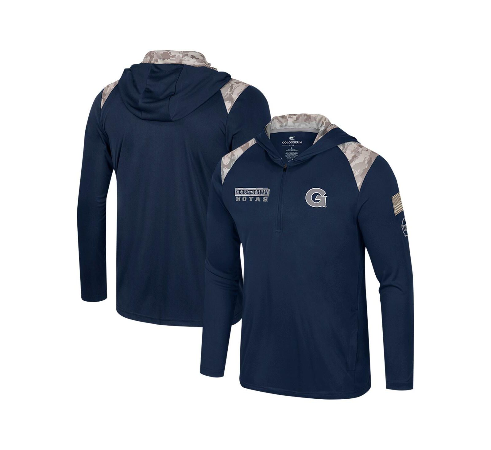 Мужская куртка-худи Colosseum Georgetown Hoyas OHT Military Appreciation Navy Quarter-Zip