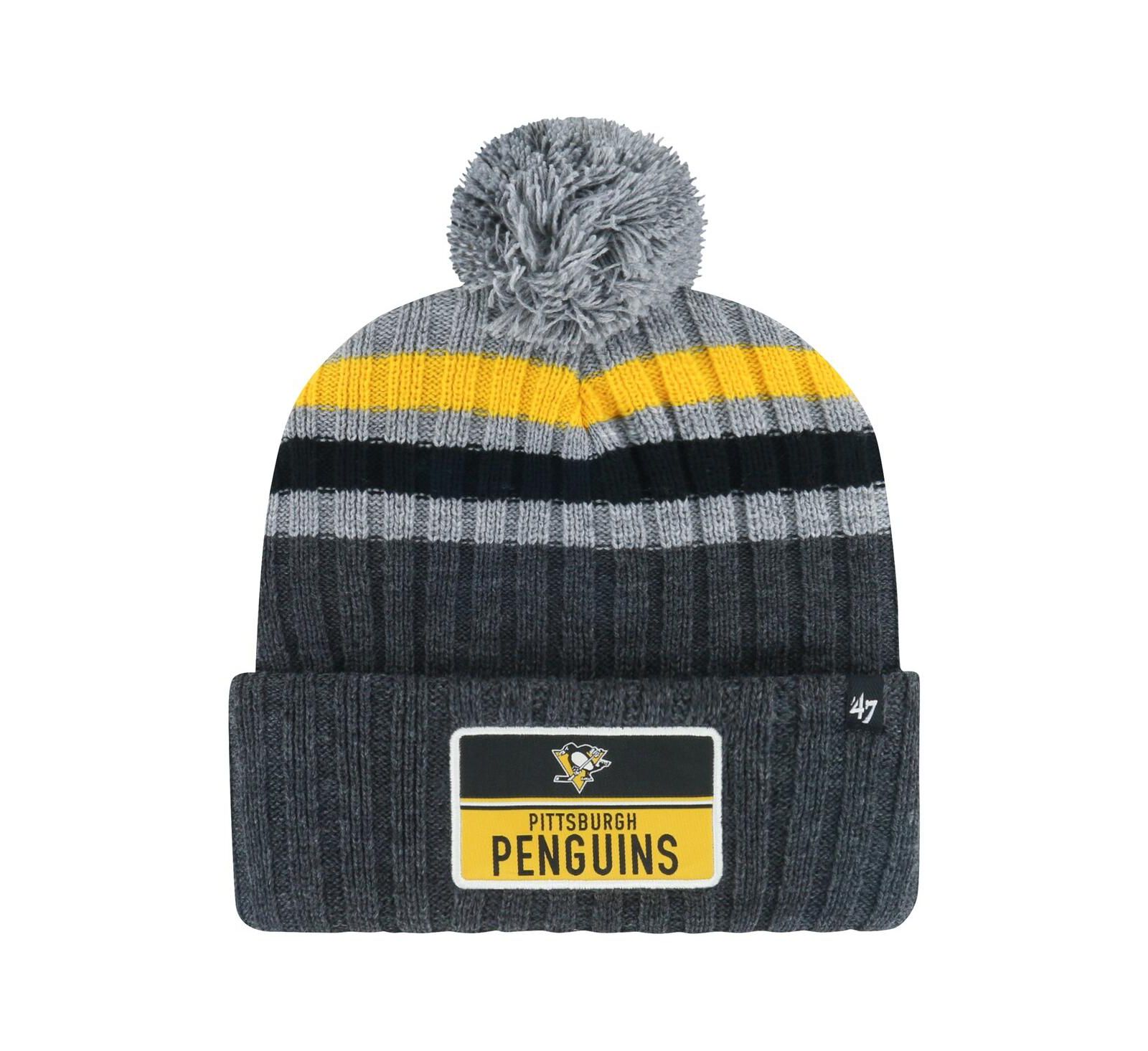 Мужская вязаная шапка '47 Brand Pittsburgh Penguins с помпоном