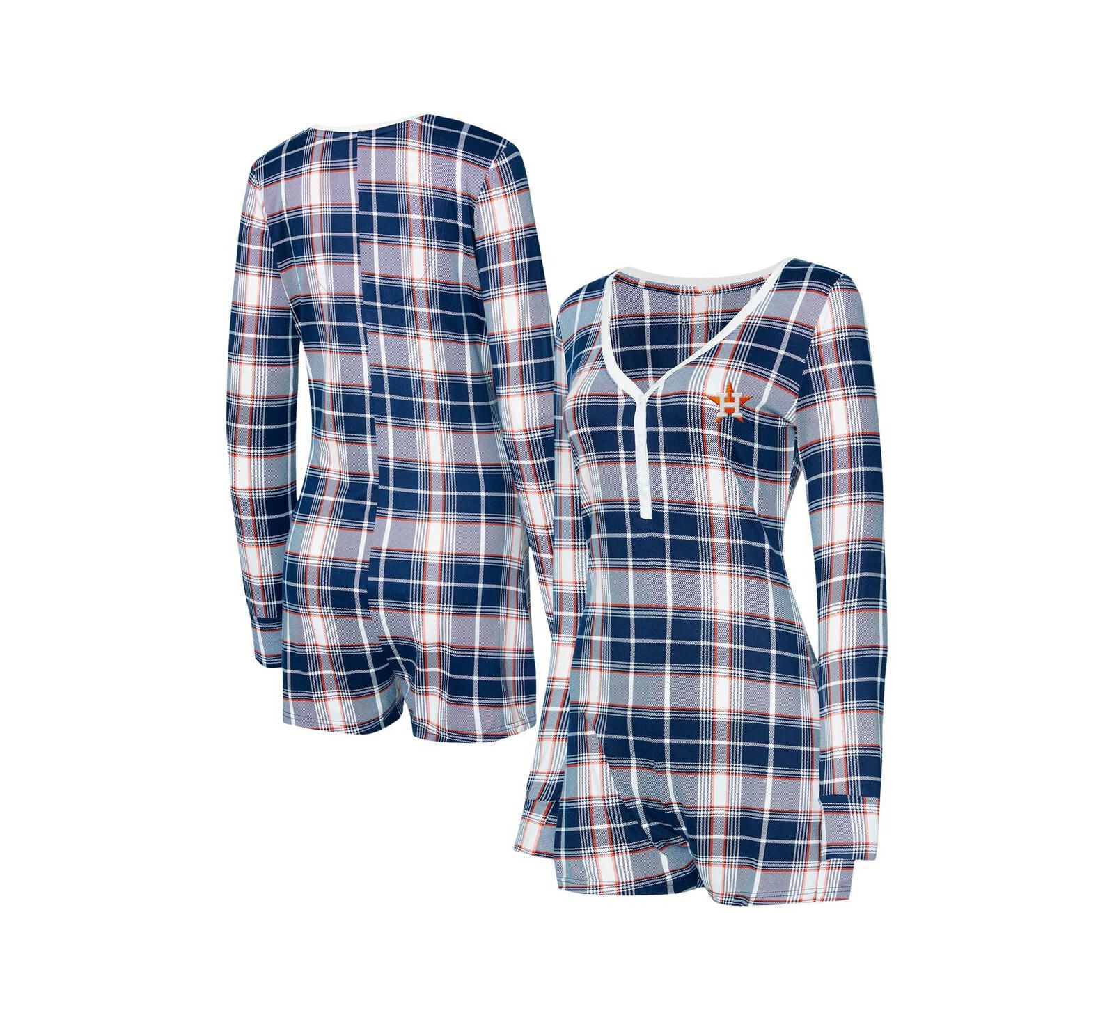 Ромпер Concepts Sport Women's Navy/Orange Houston Astros Ashford Plaid V-Neck Knit