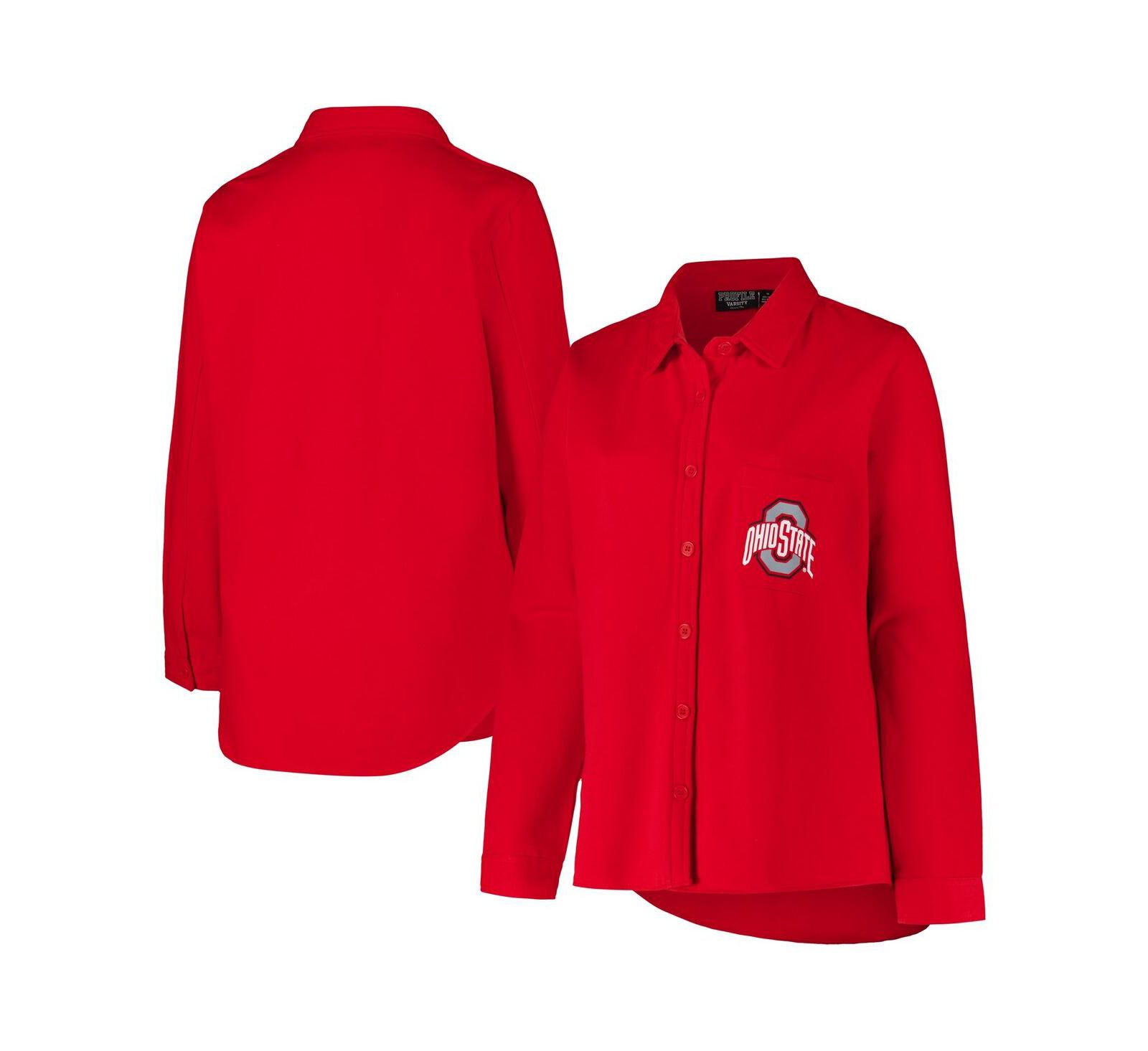 Женская рубашка-куртка Fanatics Scarlet Ohio State Buckeyes Plus Size