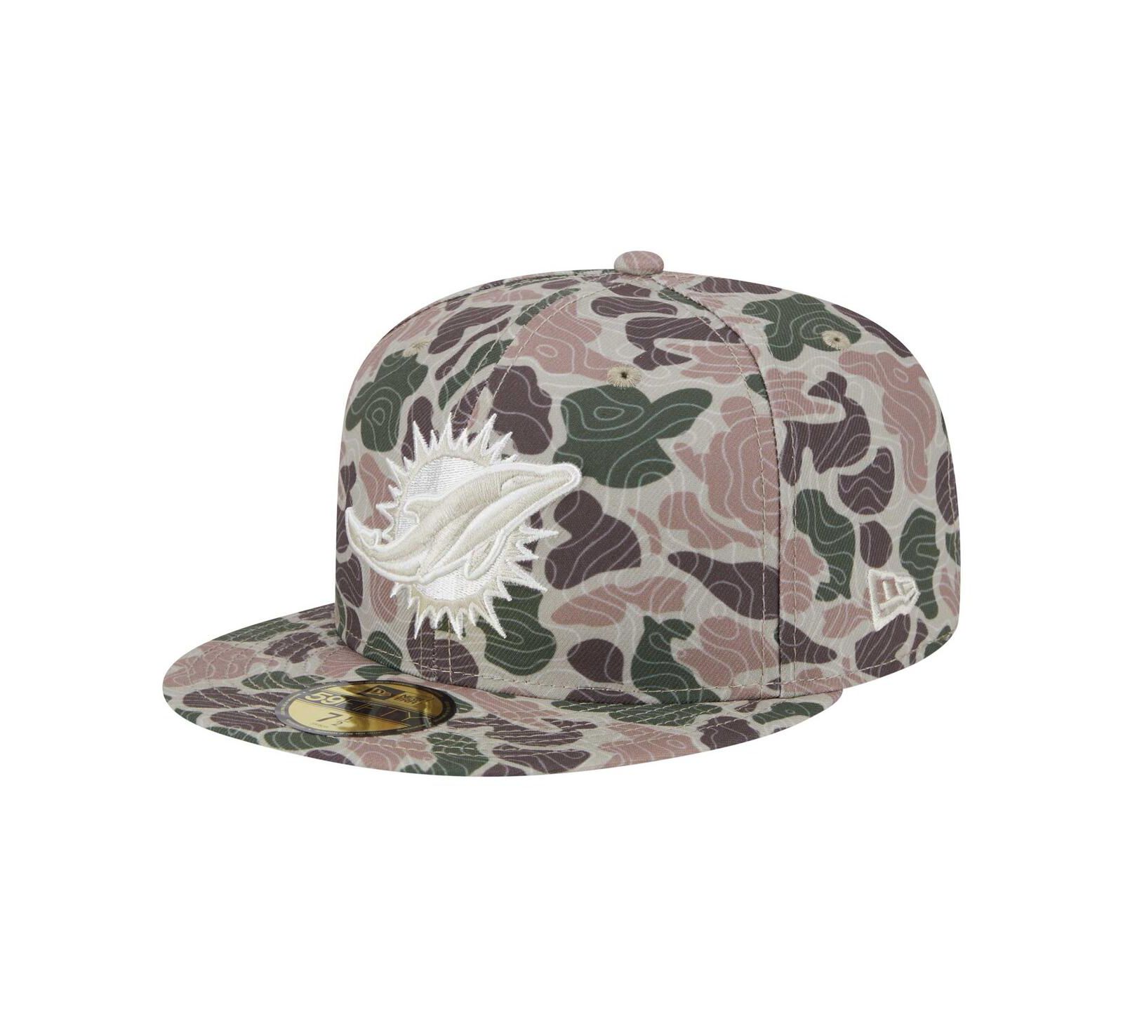 Мужская кепка New Era Miami Dolphins Geo 59FIFTY Camo, вшитая