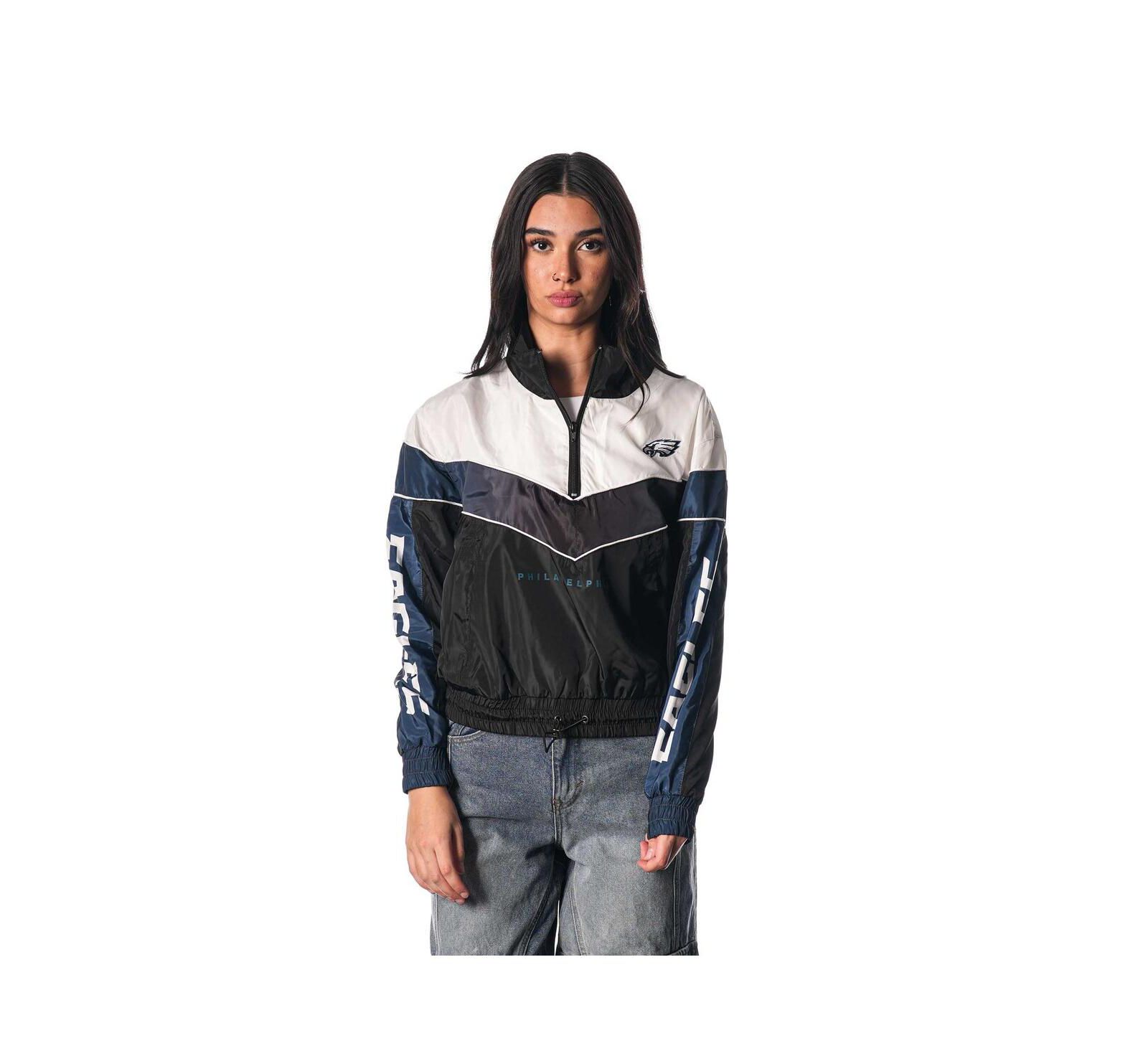 The Wild Collective Women's Black Philadelphia Eagles 1/4-Zip Track Jacket