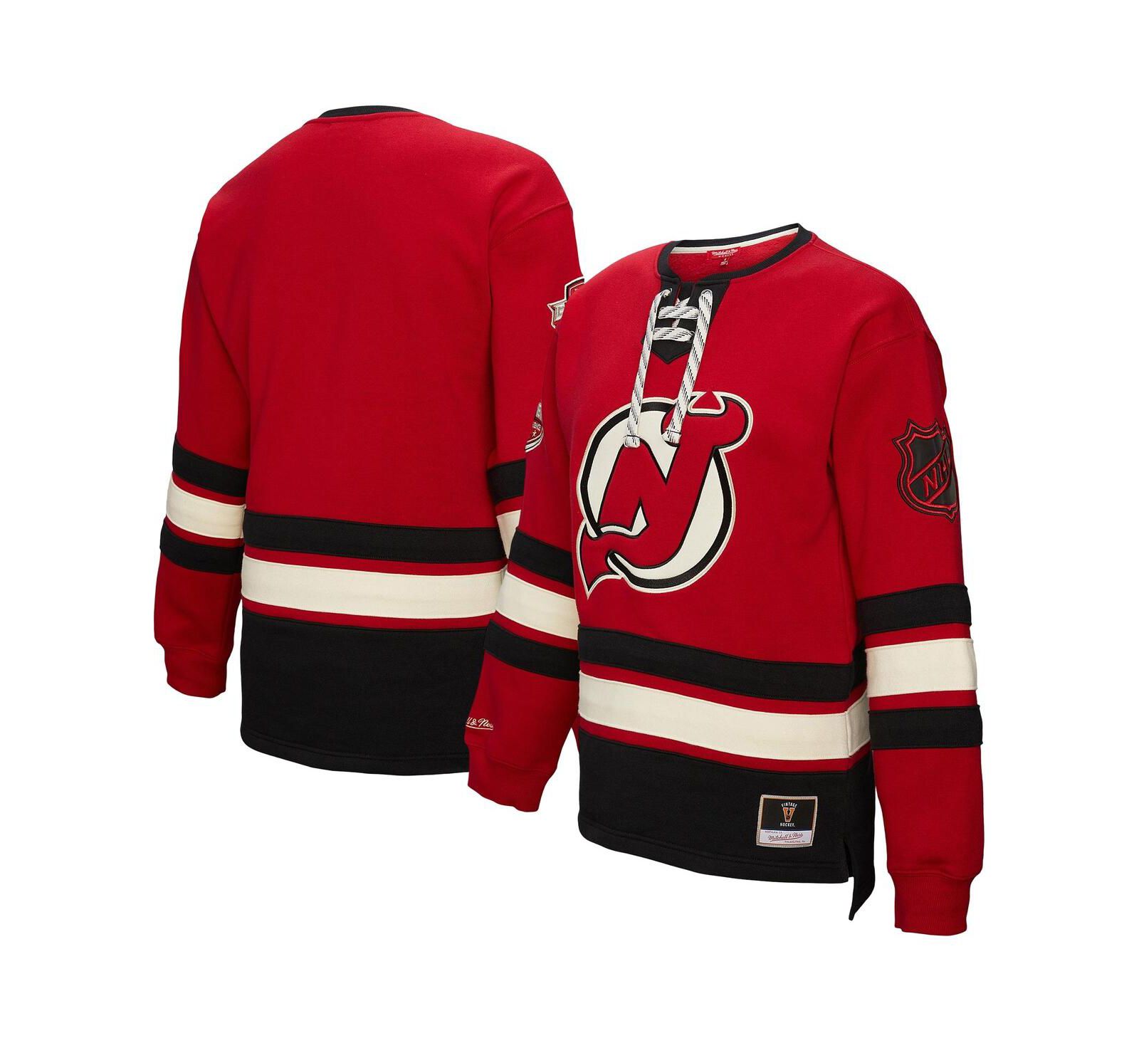 Mitchell & Ness Women's Red New Jersey Devils Heritage Lace-Up Pullover Sweatshirt