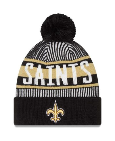 Мужская шапка New Era Black New Orleans Saints Striped Cuffed with Pom Knit