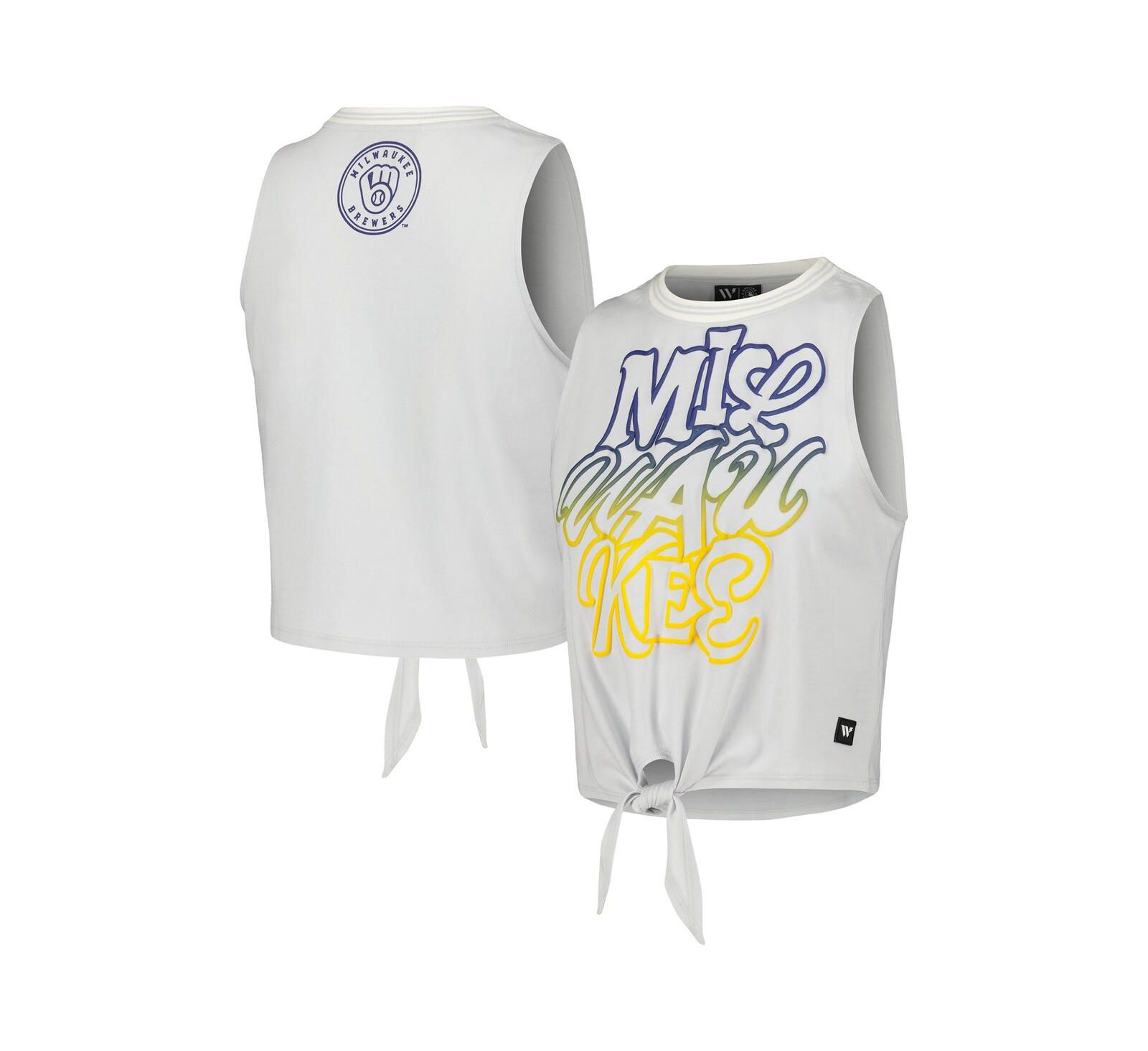 Женский топ The Wild Collective White Milwaukee Brewers Twisted Tie Front