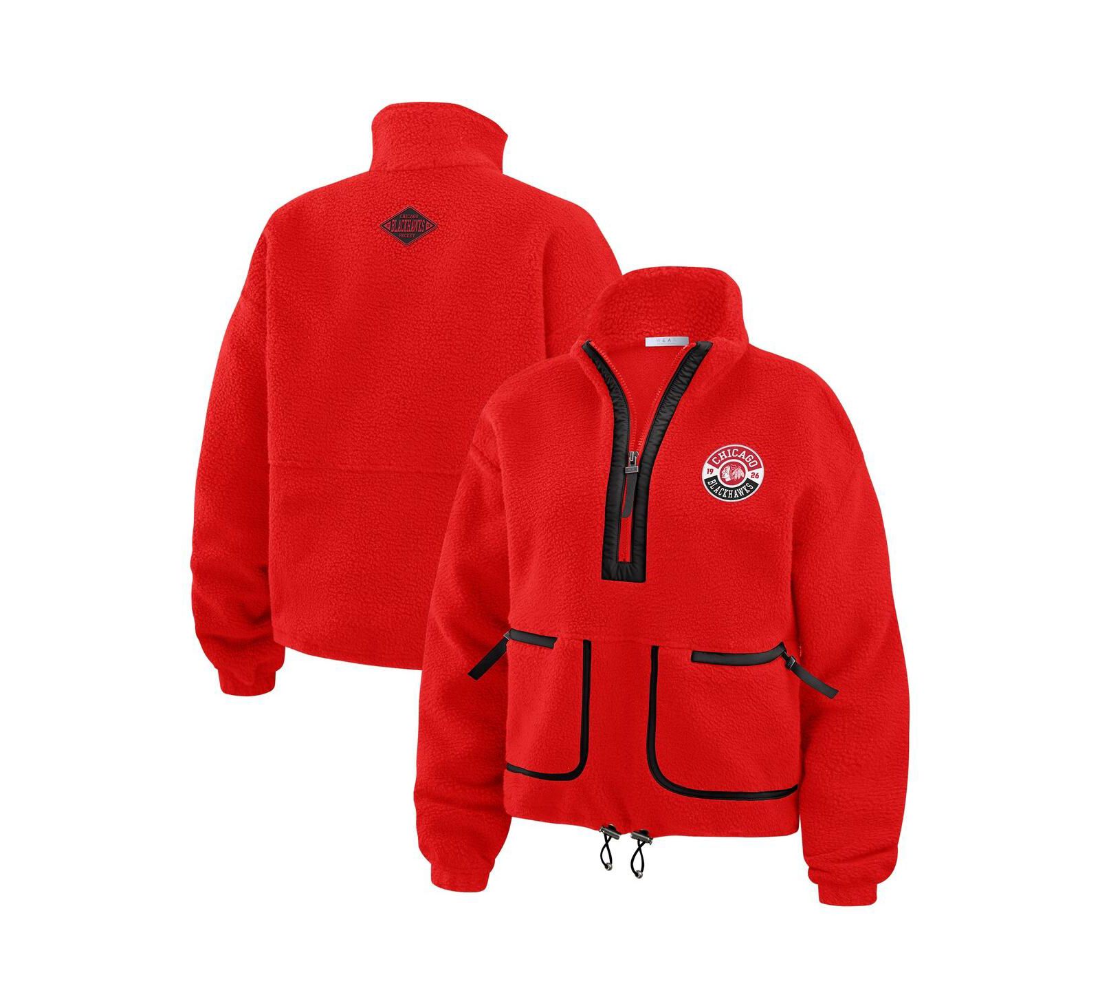 WEAR by Erin Andrews Women's Red Chicago Blackhawks Polar Fleece Half-Zip Jacket
