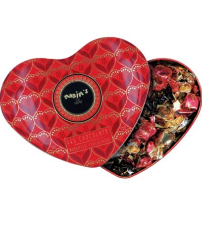 Maxim's De Paris Large Tin Heart Assorted Nougat Chocolate Bonbons, 6.3 oz