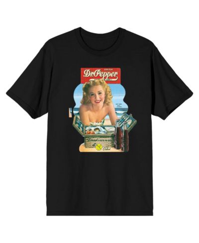 Dr. Pepper Мужская футболка с винтажным логотипом Black Short Sleeve Tee-Small