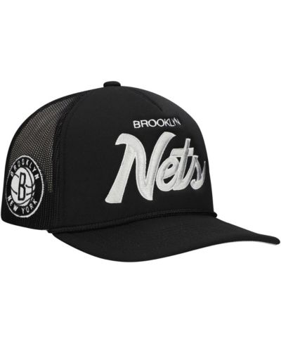 Мужская регулируемая кепка Mitchell & Ness Black Brooklyn Nets Script Trucker
