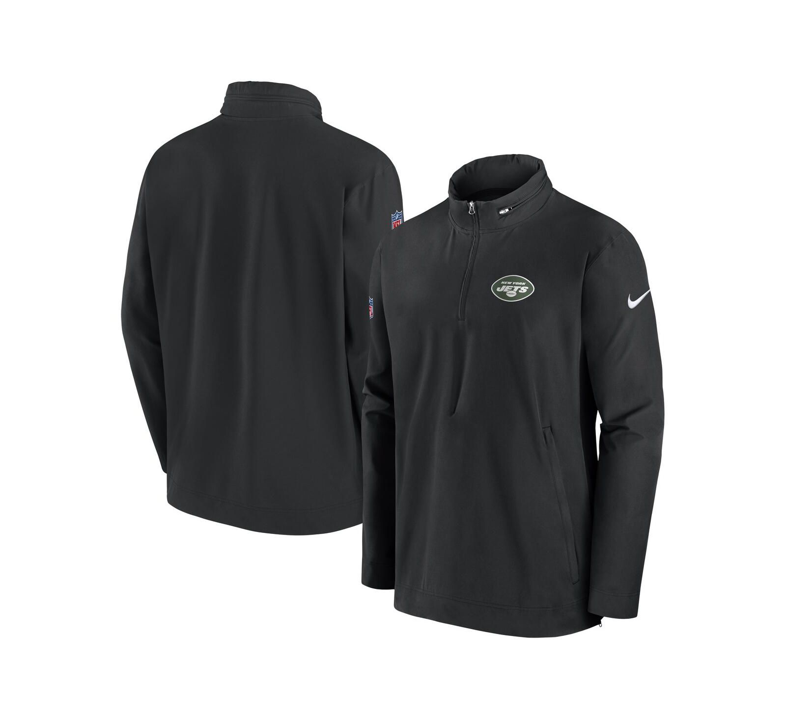 Nike Men's Black New York Jets Sideline Coach Half-Zip Jacket