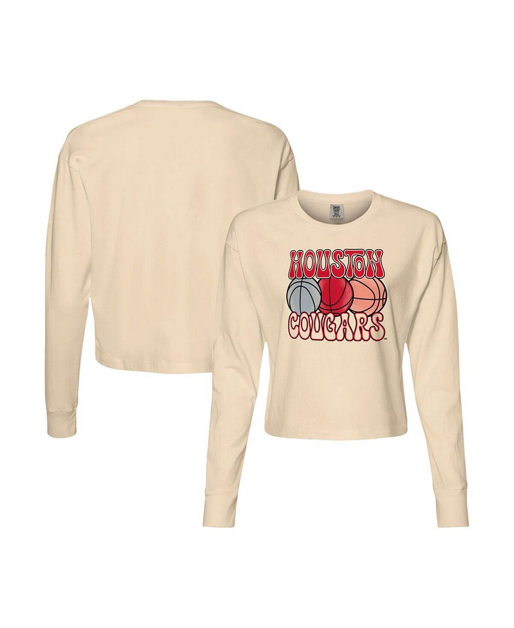 Женская укороченная футболка Image One Houston Cougars Comfort Colors, натуральный цвет