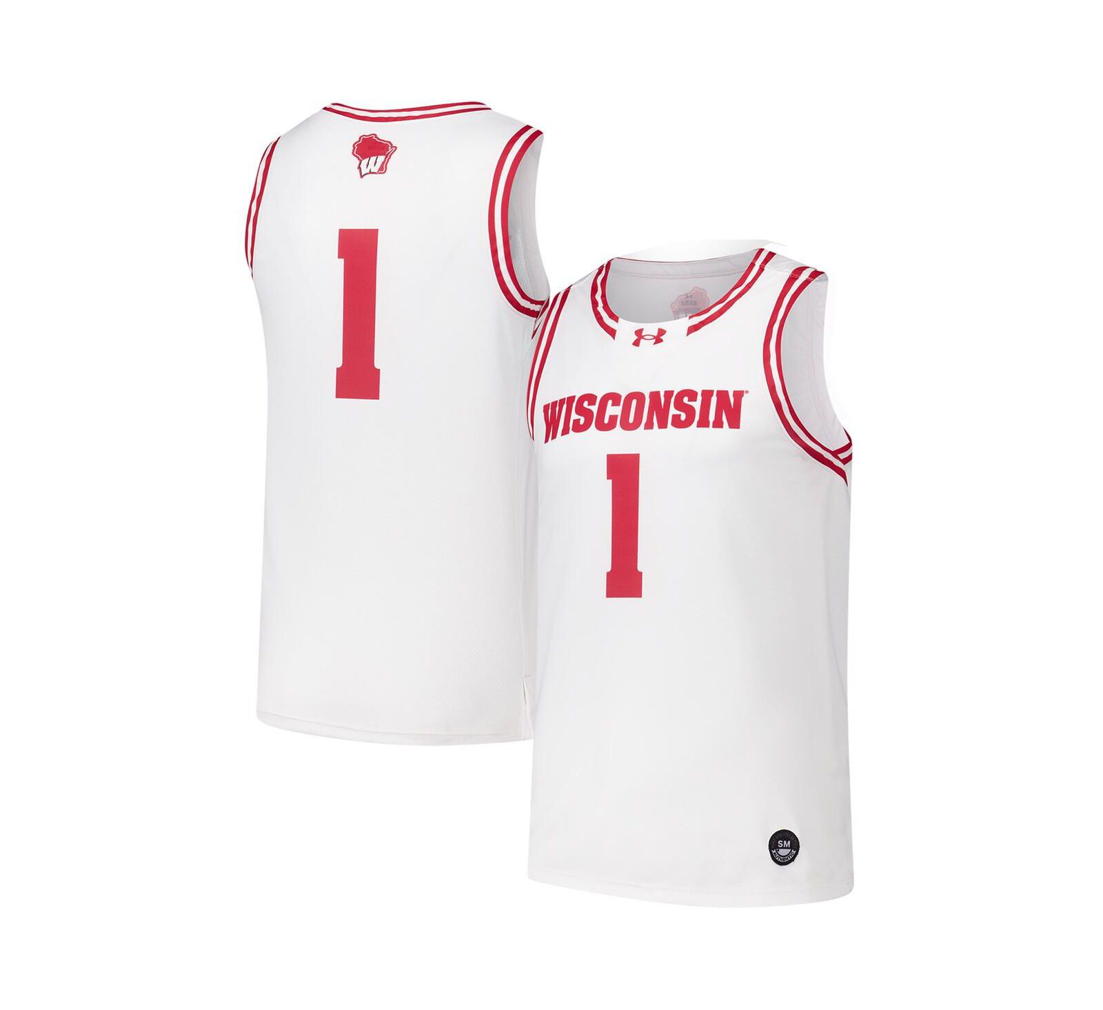Under Armour Men's 1 White Wisconsin Badgers Replica Basketball Jersey
