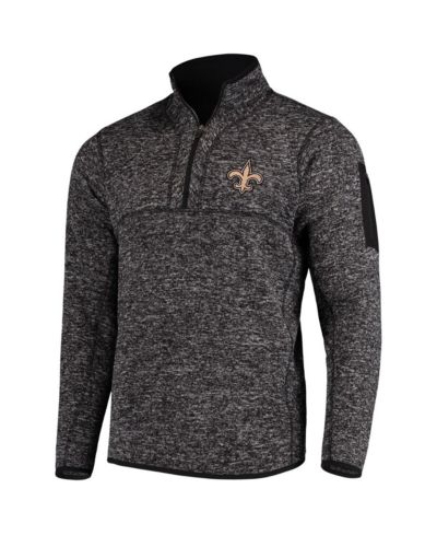 Мужская куртка Antigua Heather Black New Orleans Saints Fortune Quarter-Zip Pullover